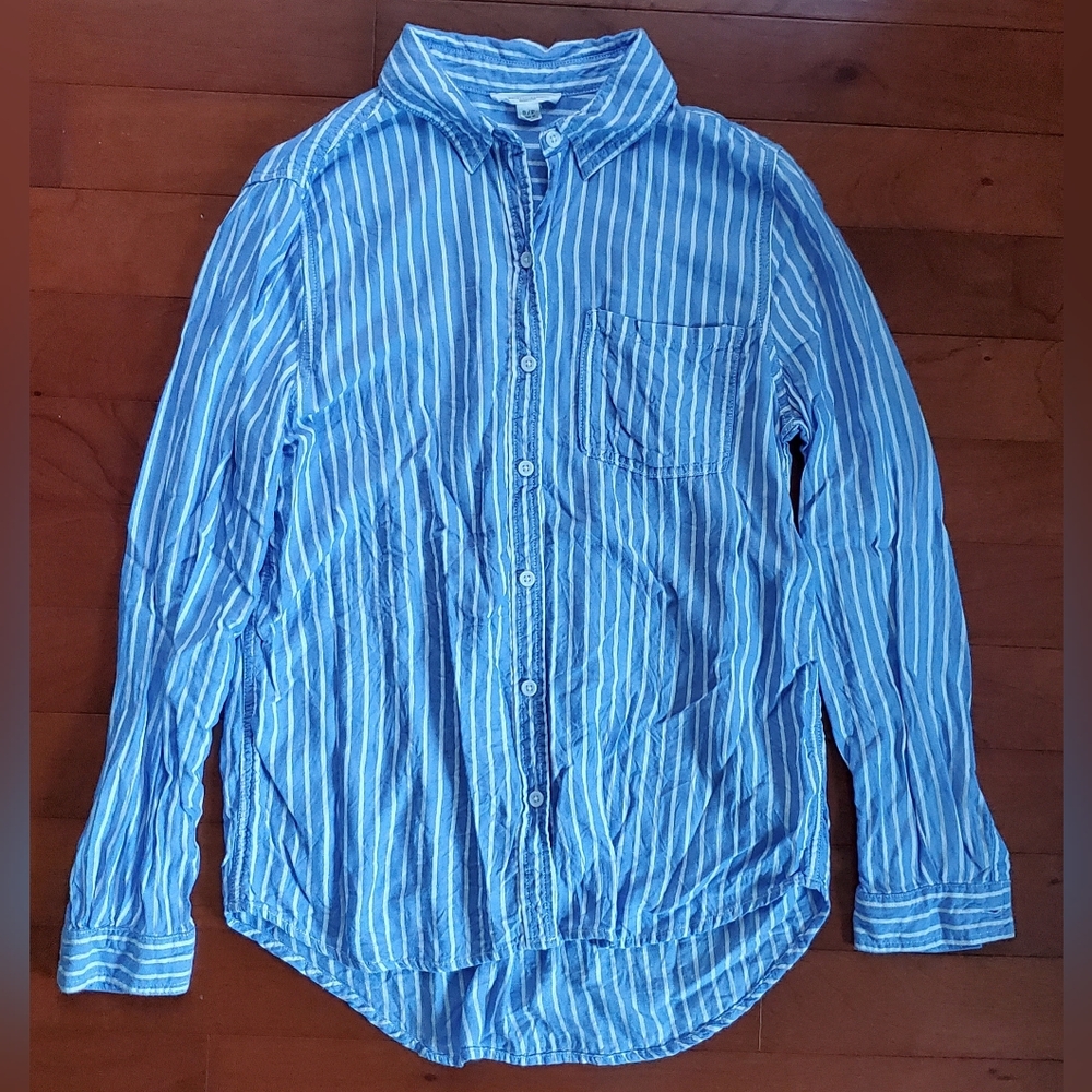 Beachlunchlounge Blue Striped Button Down Shirt Size Small